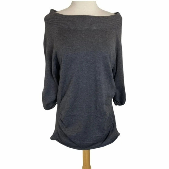 oneA 1X gray‎ sweater with ruching - Picture 1 of 7